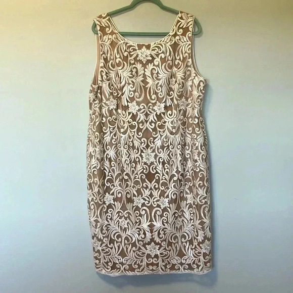 Adriana Papell lace  nude dress - Picture 1 of 5
